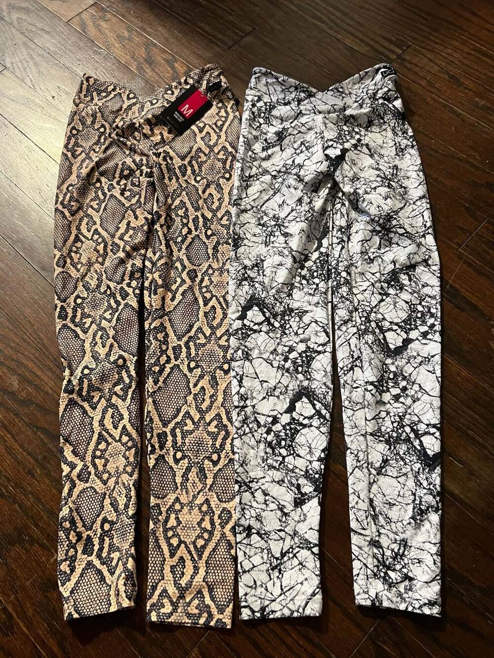 Lici Fit Leggings Size M Snake Print & Marble Print Lot of 2
